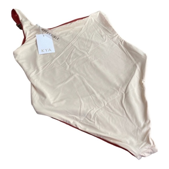 NEW Reversible One Piece Kya Swimsuit Amara One Shoulder Terracota & Bone - Picture 8 of 11